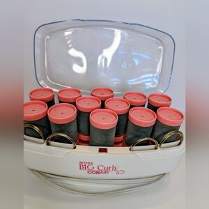 CONAIR More Big Curls 12 Pink Jumbo Hot Rollers Curlers 12 Clips Tested